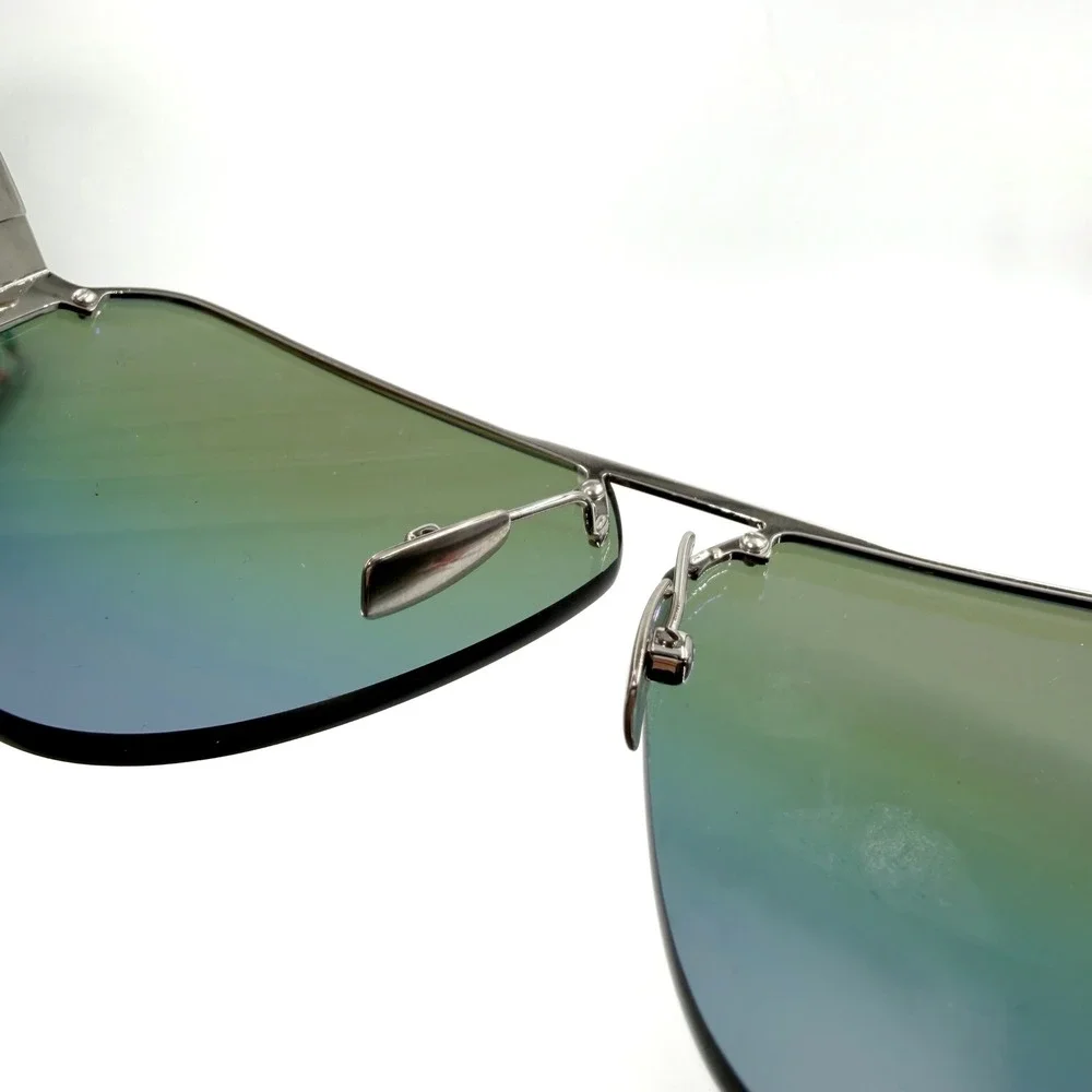 Bottega Veneta BV1065S Sunglasses Silver Iridescent Mirror Shield Oversized‎